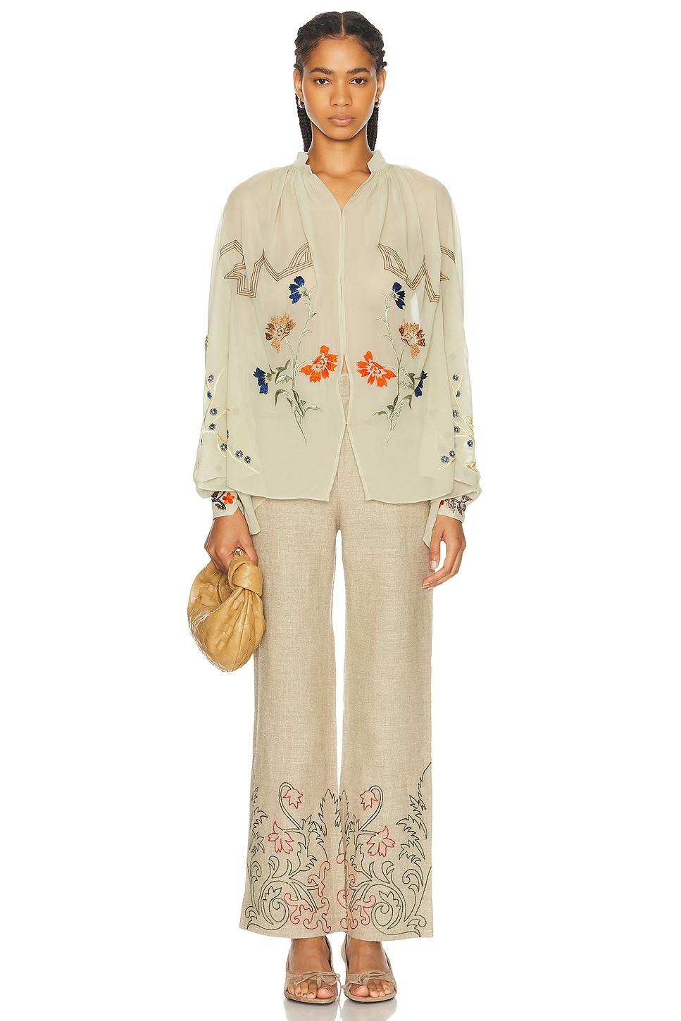BODE Embroidered Flower Study Shirt | forward | REVERSIBLE