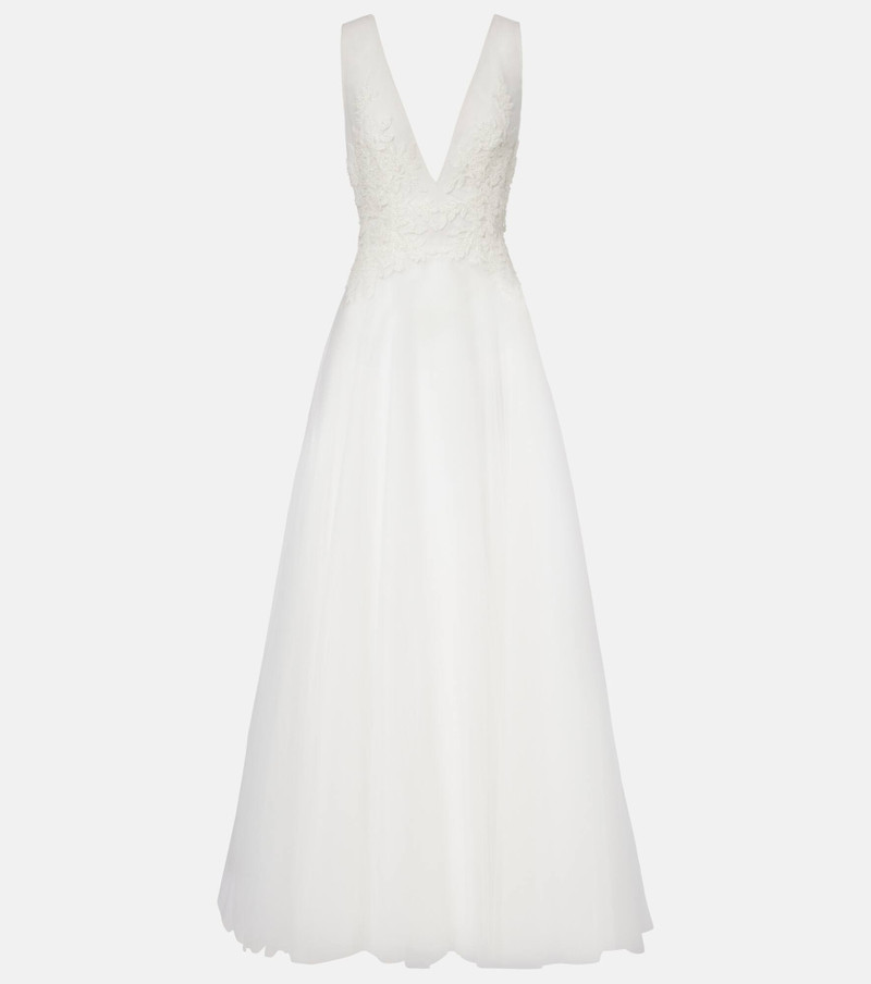 Graciella floral-appliqué tulle gown 1