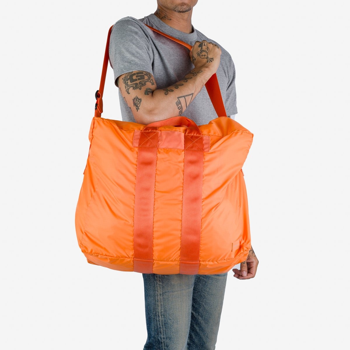 Iron Heart POR-FLEX-DUFF-ORA Porter - Yoshida u0026 Co. - Flex 2Way Duffle Bag  - Orange | REVERSIBLE