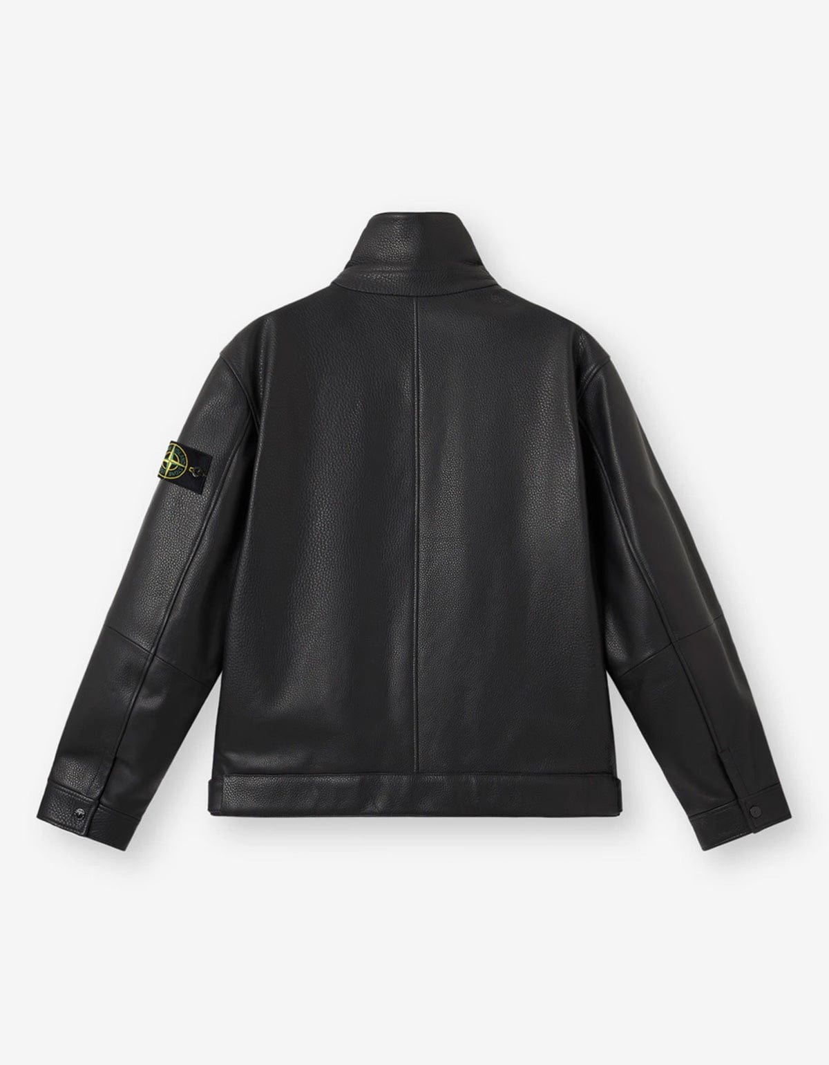 Stone Island Black Leather Coach Jacket - 2