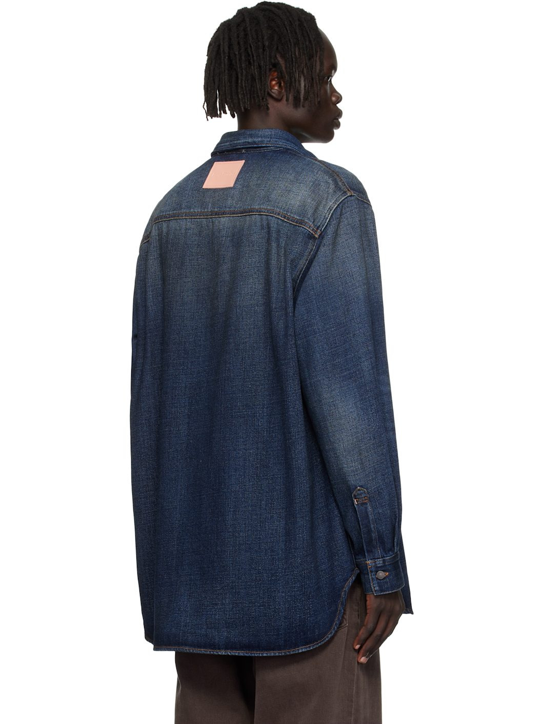 Blue Button-Up Denim Shirt - 3