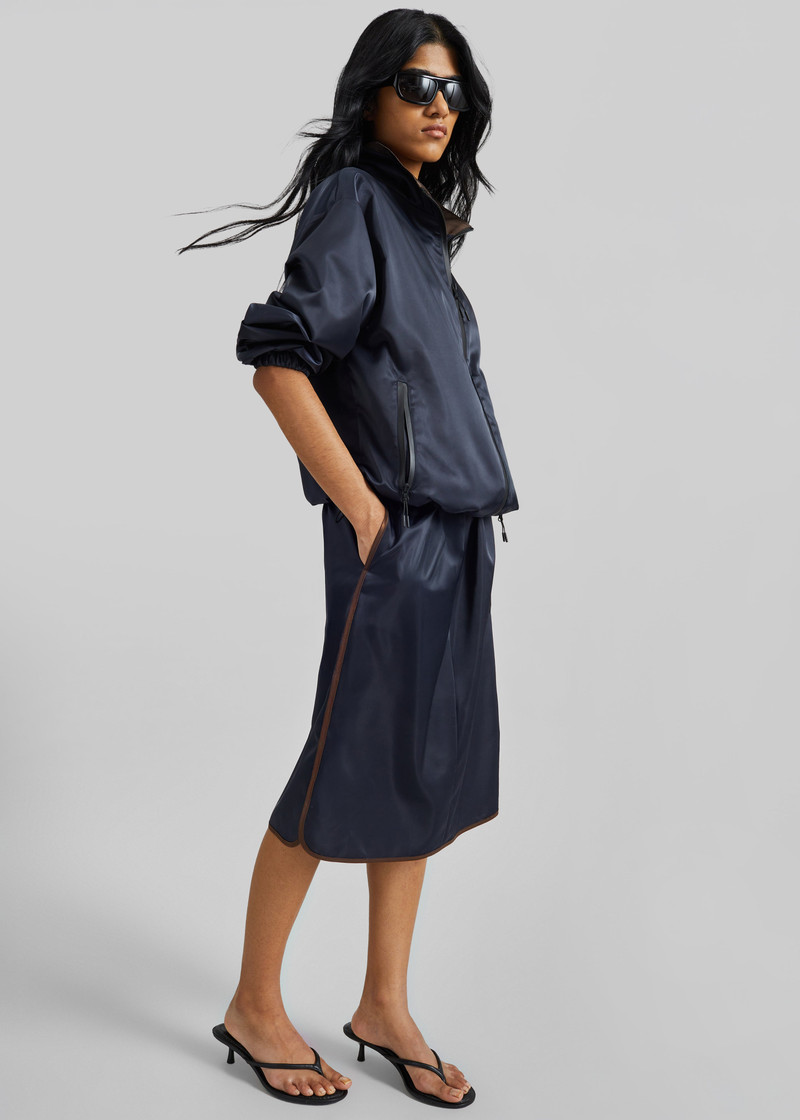 Munich Contrast Collar Zip-Up Jacket - Navy 7