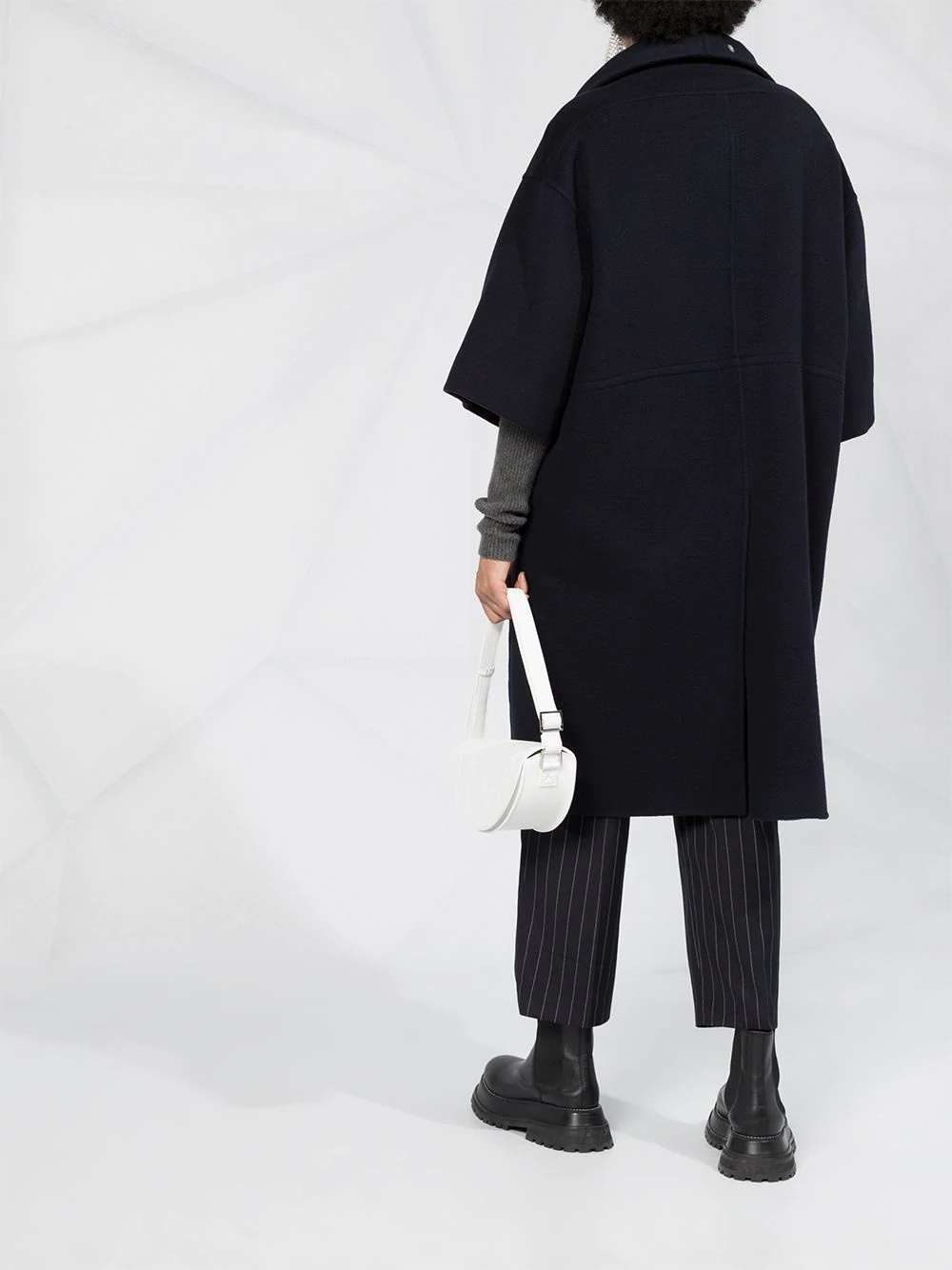 oversized high-neck cashmere coat - 6