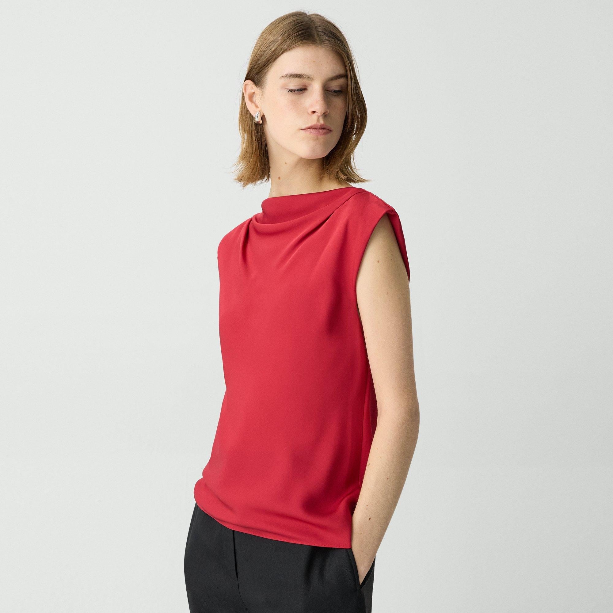 Cowl Neck Top in Silk Georgette - 3