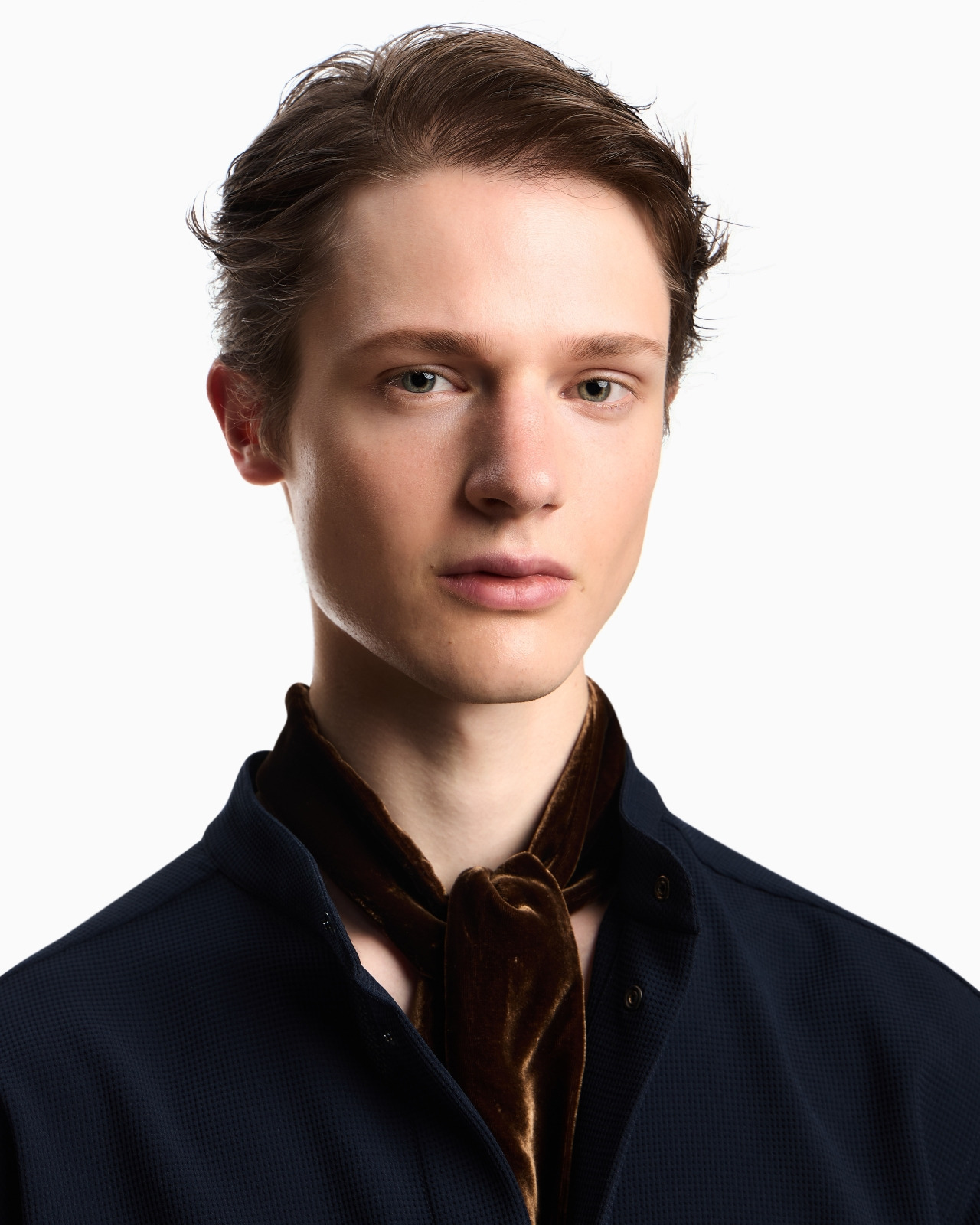 ICON GURU-COLLAR SHIRT IN 3D PIQUÉ-EFFECT JERSEY CRÊPE - 5