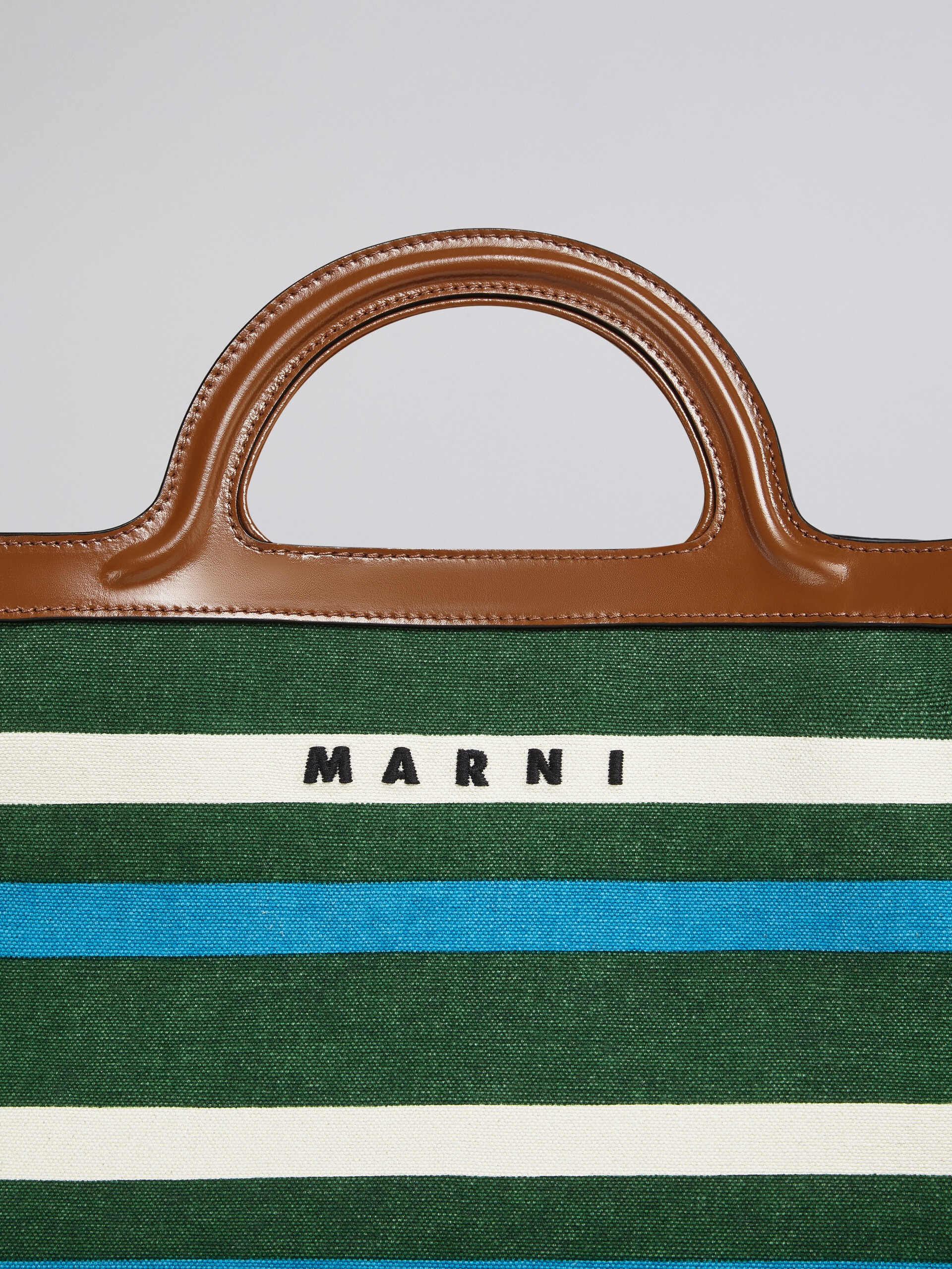 TROPICALIA LARGE BAG LEATHER AND STRIPED CANVAS - 5
