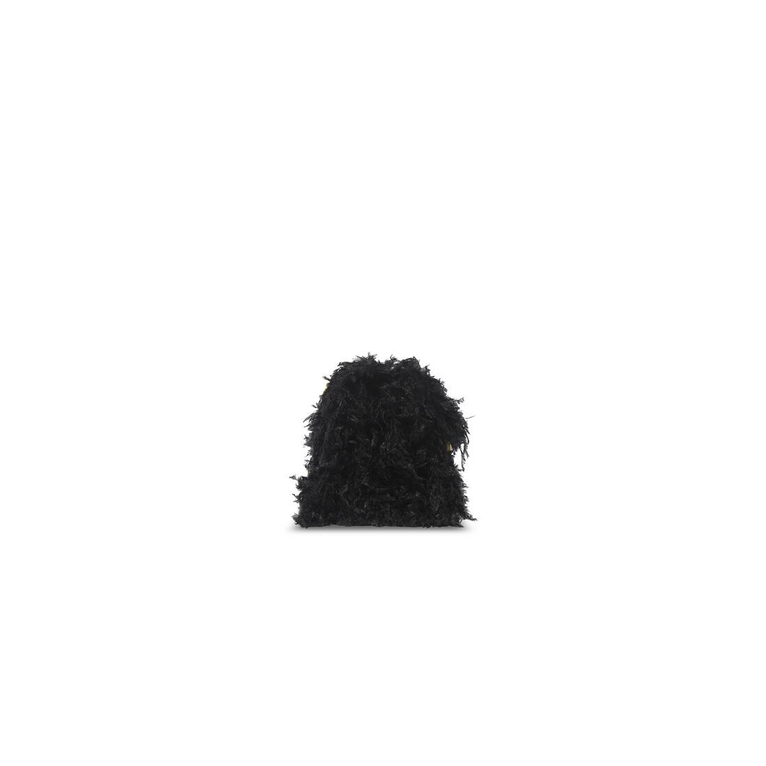 Women's Crush Small Chain Bag With Frabric Feathers  in Black - 5