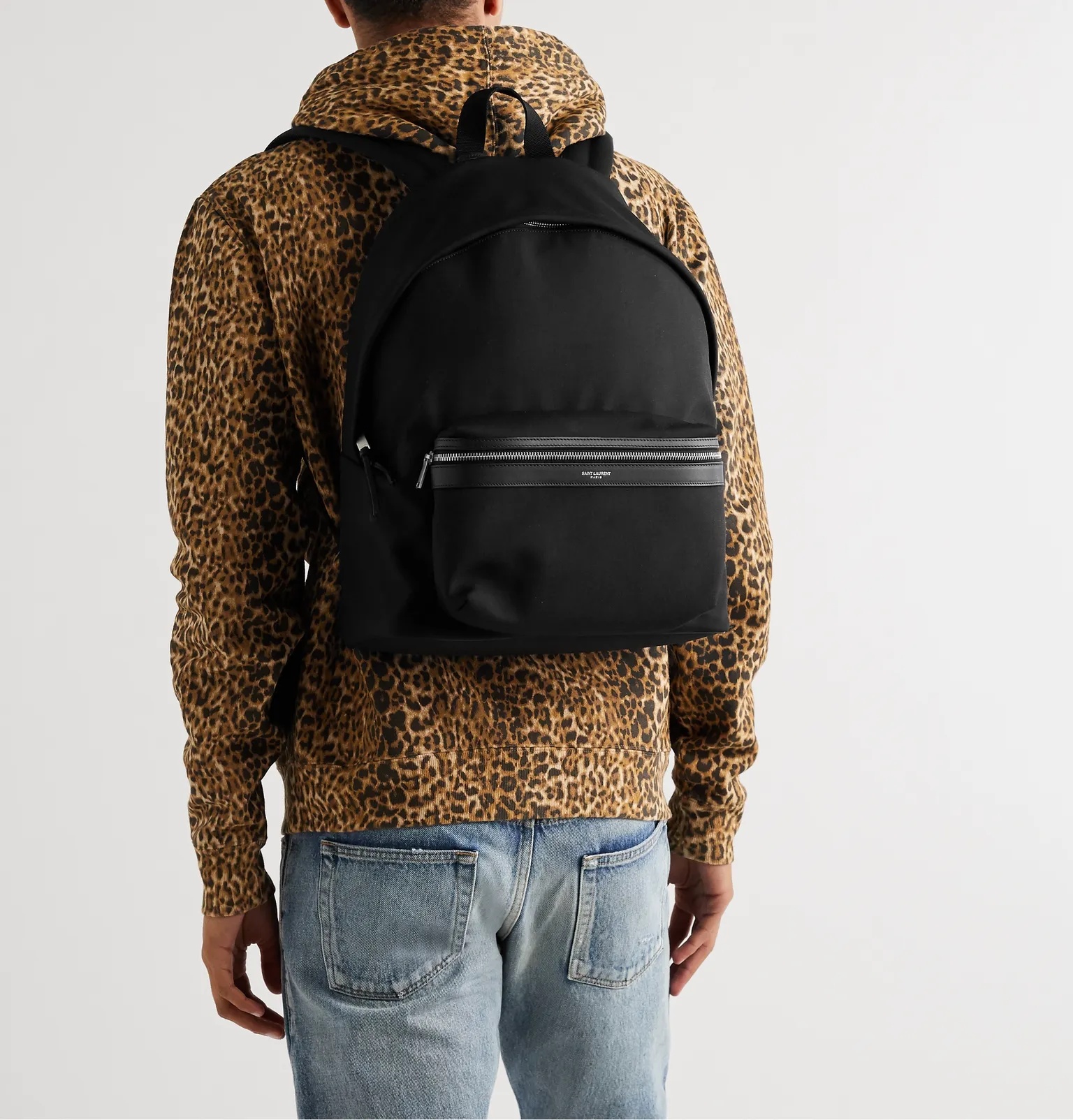 Leather-Trimmed Canvas Backpack - 2