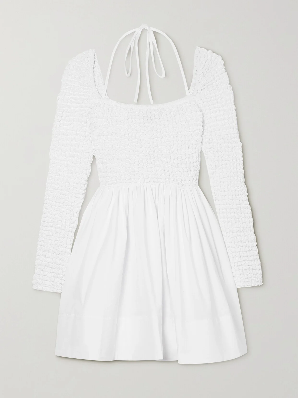 Cassidy Shirred Cotton-poplin Mini Dress - 1