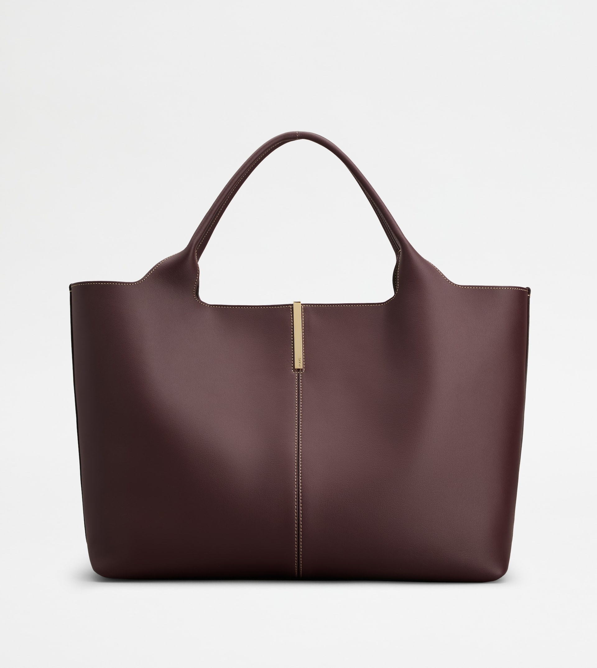 SHOPPING BAG IN LEATHER MEDIUM - BURGUNDY - 1