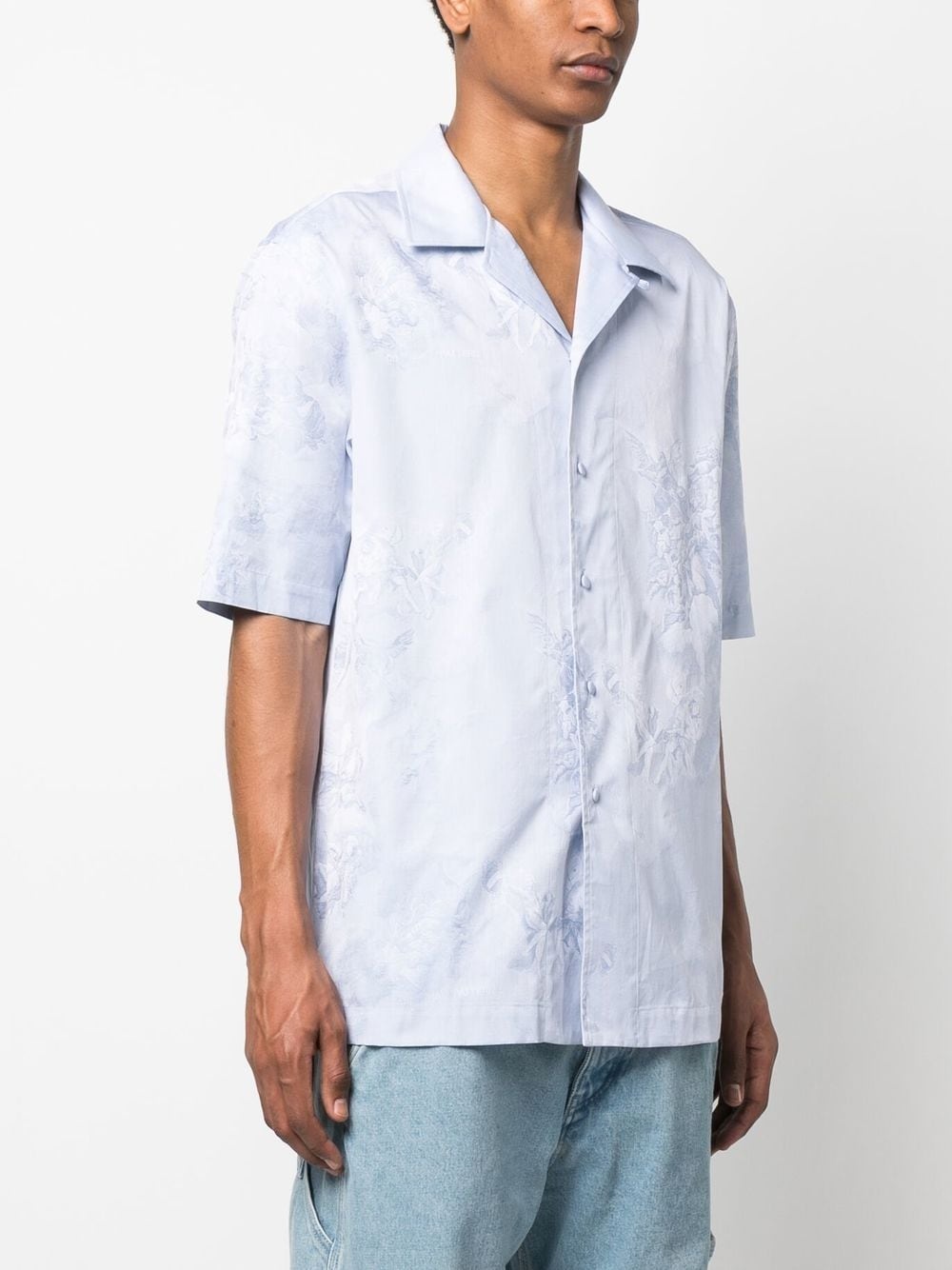 angel-motif jacquard short-sleeved shirt - 3