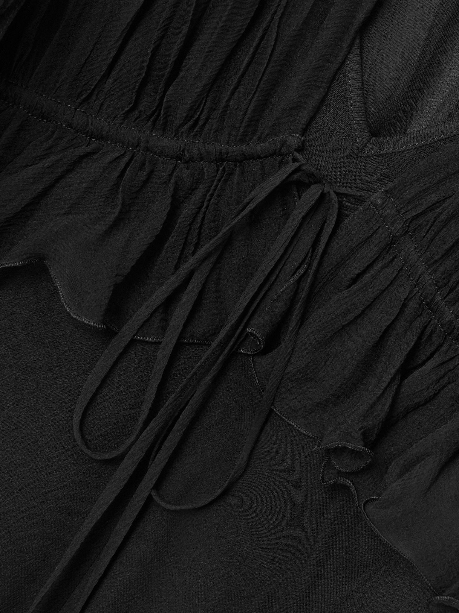 Ruffled silk-crepon and crepe maxi dress Black - 4