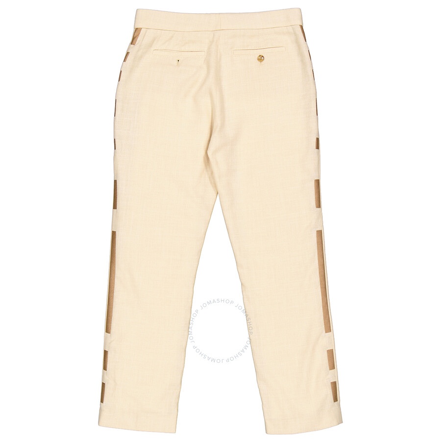 Burberry Addison Wool Silk Linen Stripe Detail Tailored Trousers - 2