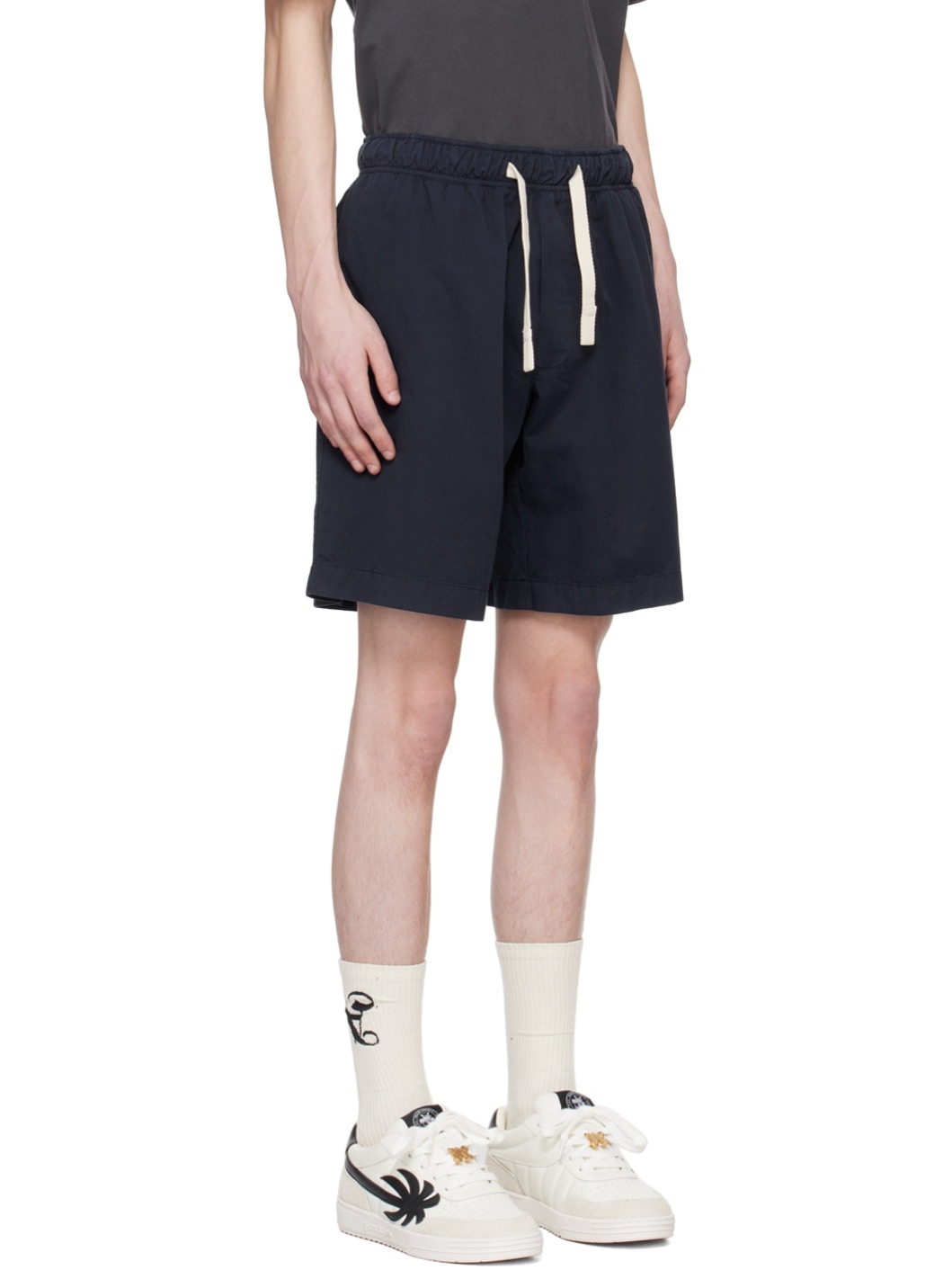 Navy Embroidered Shorts - 2