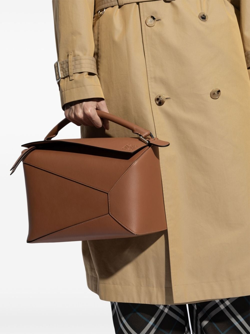 Puzzle leather tote bag - 2