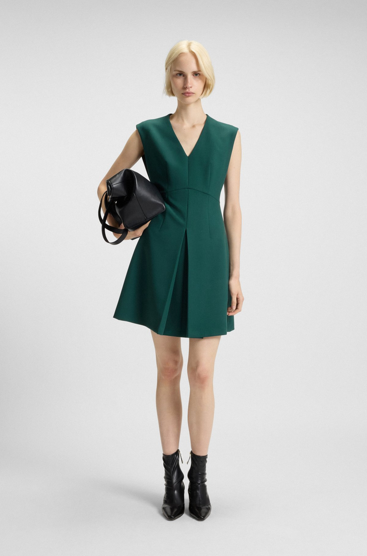 REGULAR-FIT SLEEVELESS DRESS WITH FRONT PLEAT - 2