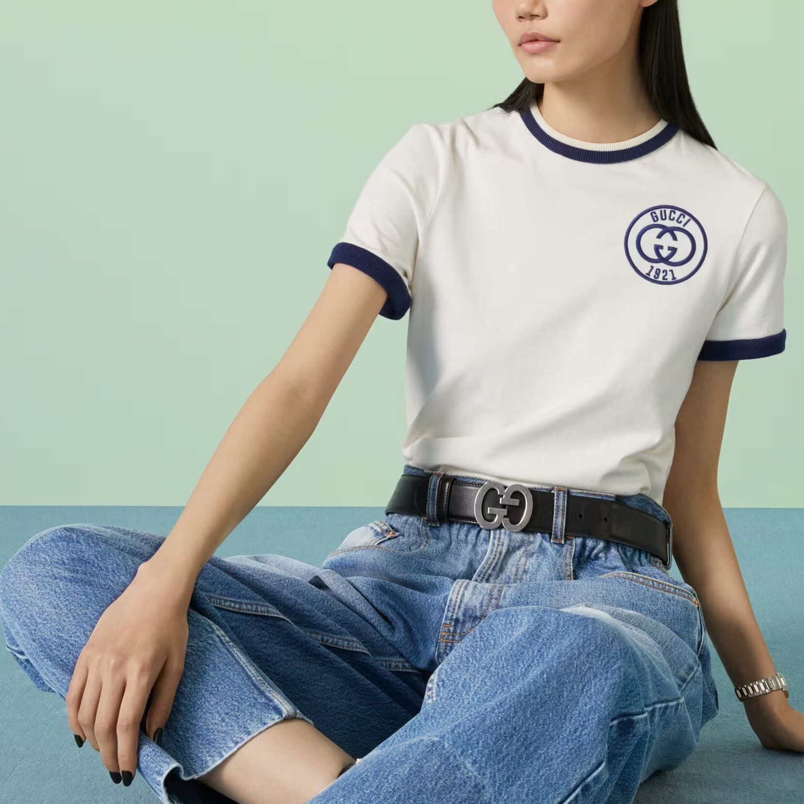(WMNS) Gucci Cotton jersey T-shirt with Gucci embroidery 'Off White' 756596-XJFV8-9088 - 3
