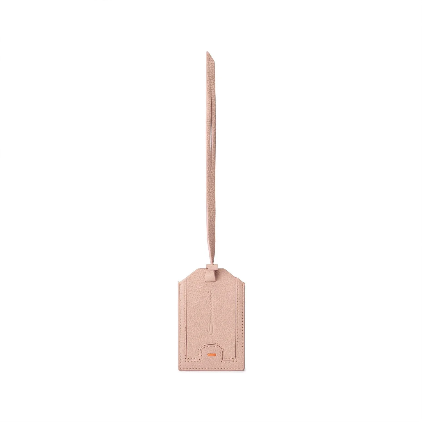 Pink tumbled leather luggage tag - 1