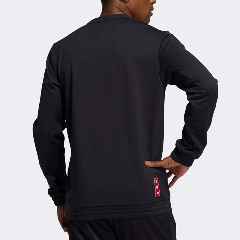 adidas Mic Gfx Crew New Year's Edition Basketball Sports Fleece Lined Round Neck Pullover Black GQ28 - 3