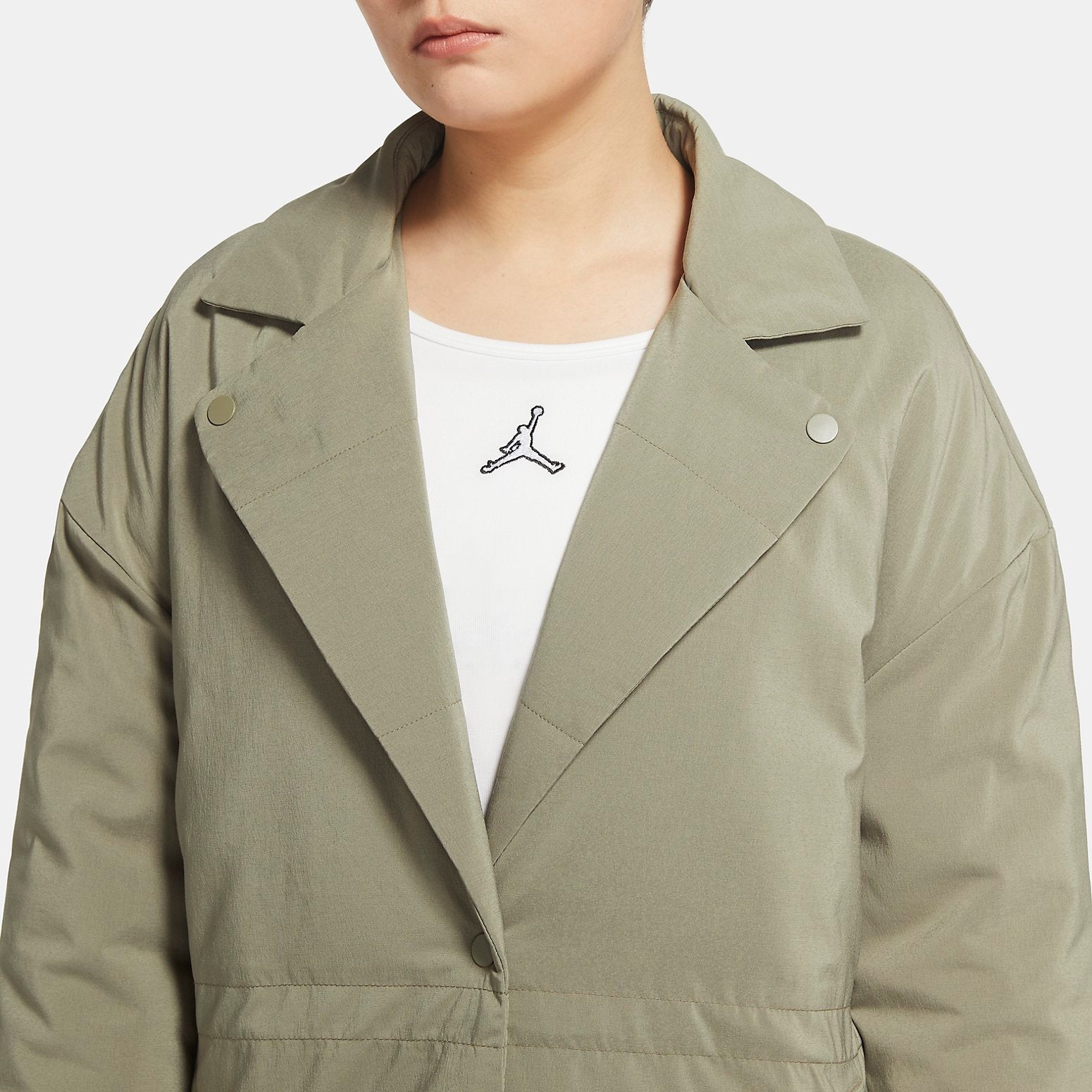 (WMNS) Air Jordan Flight Trench Coat 'Matte Olive White' DR0550-351 - 2