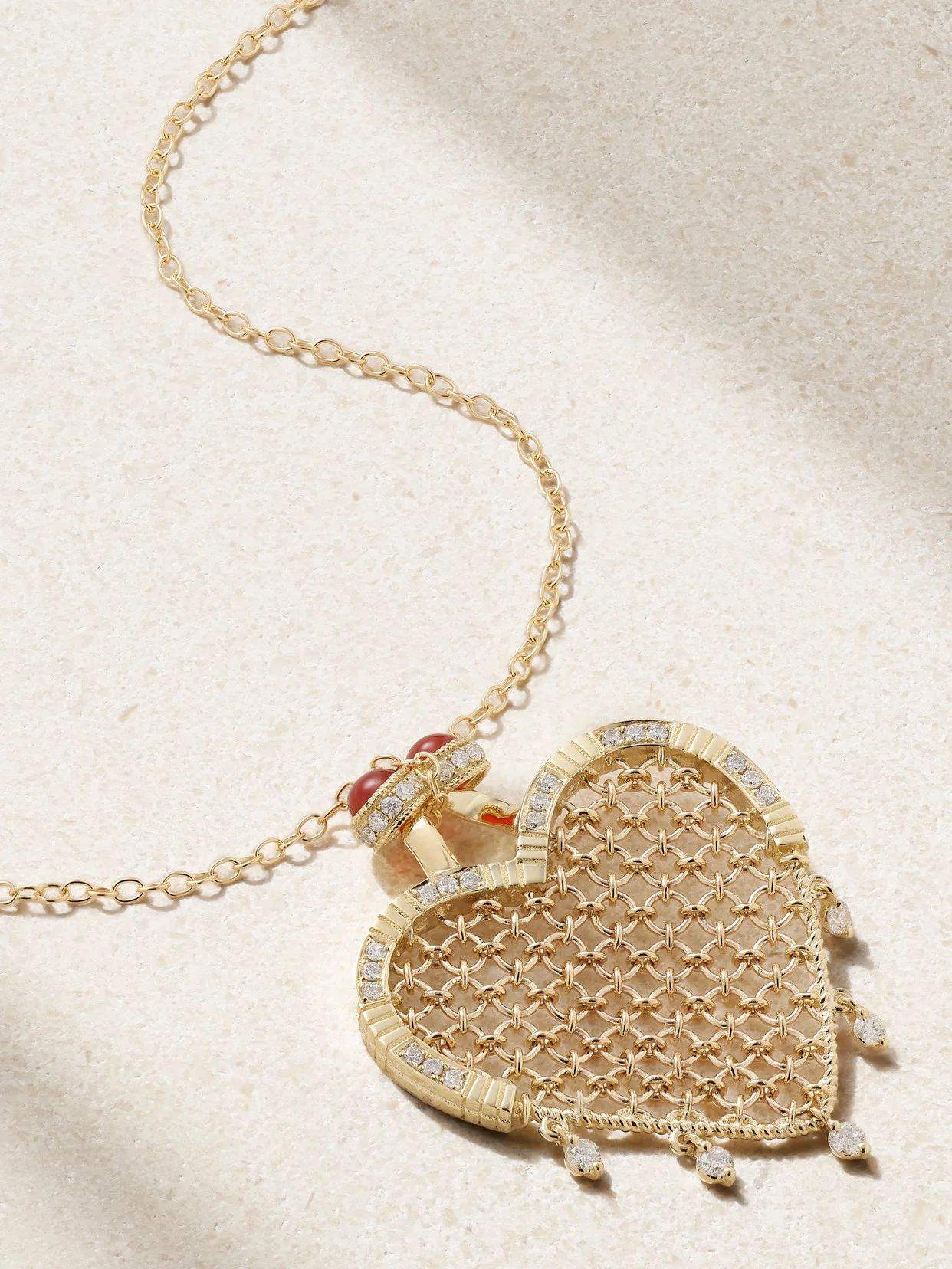 Minaudière Coeur 9- And 18-karat Gold, Agate And Diamond Necklace - 1