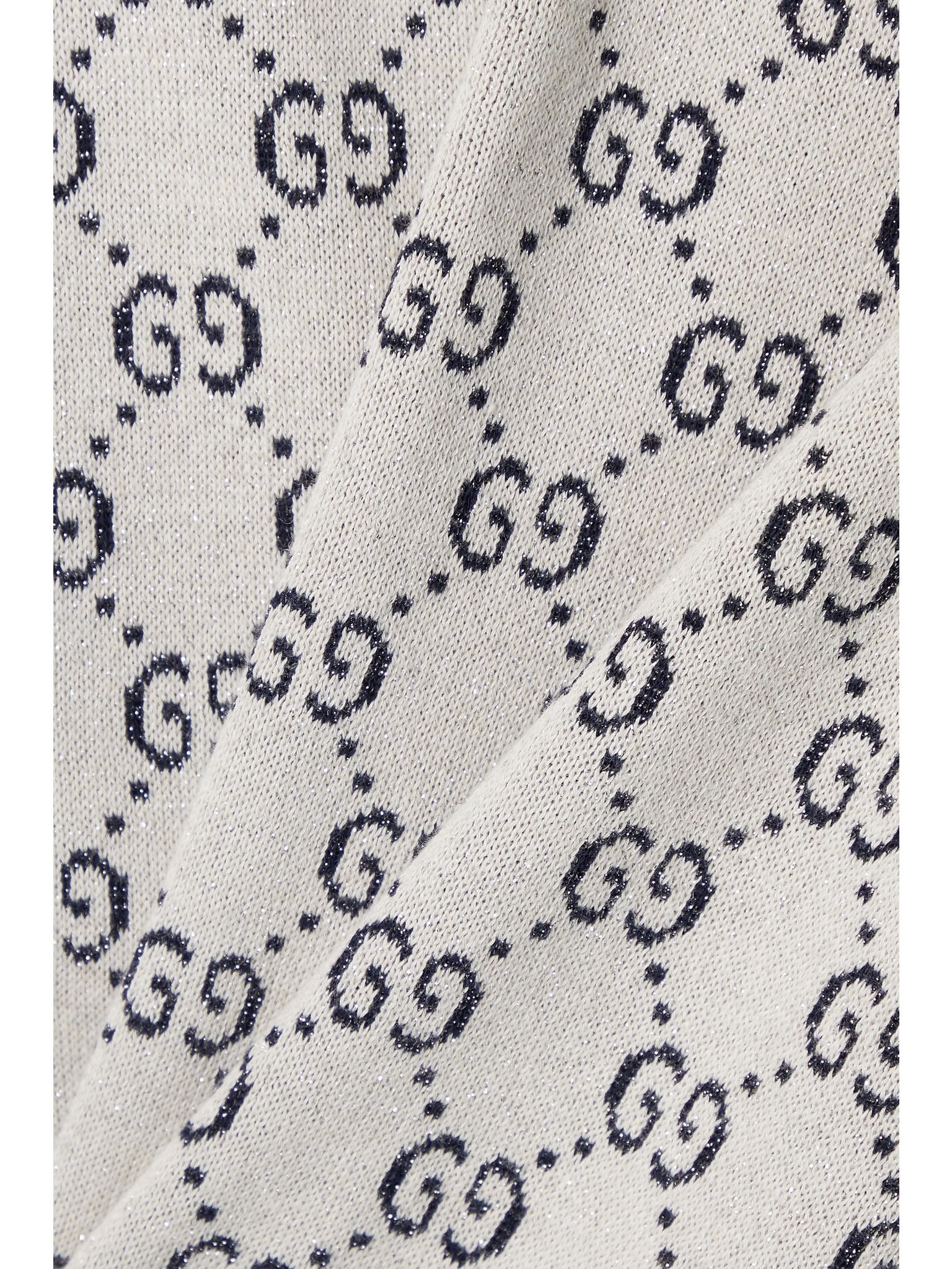 Love Parade metallic jacquard-knit cotton-blend sweater Navy - 4