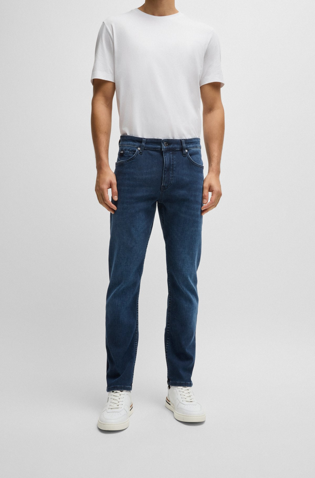 SLIM-FIT JEANS IN BLUE KNITTED STRETCH DENIM - 2