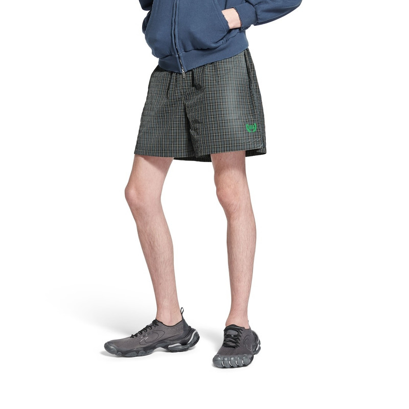 Men's Check Boxer Swim Shorts in Black/blue 2