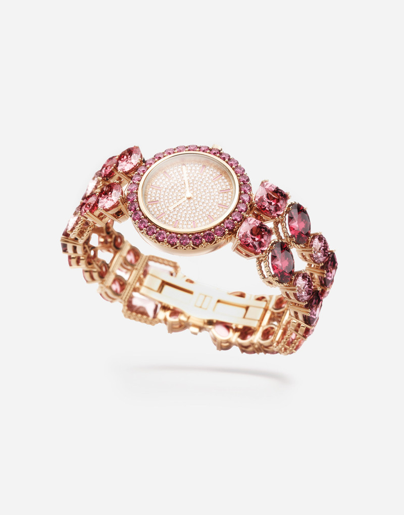 Dolce & Gabbana Rainbow Monochrome Watch 18-carat yellow gold and pink tourmalines outlook