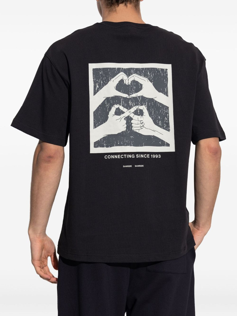 Saflorian hand-motif organic-cotton T-shirt 4