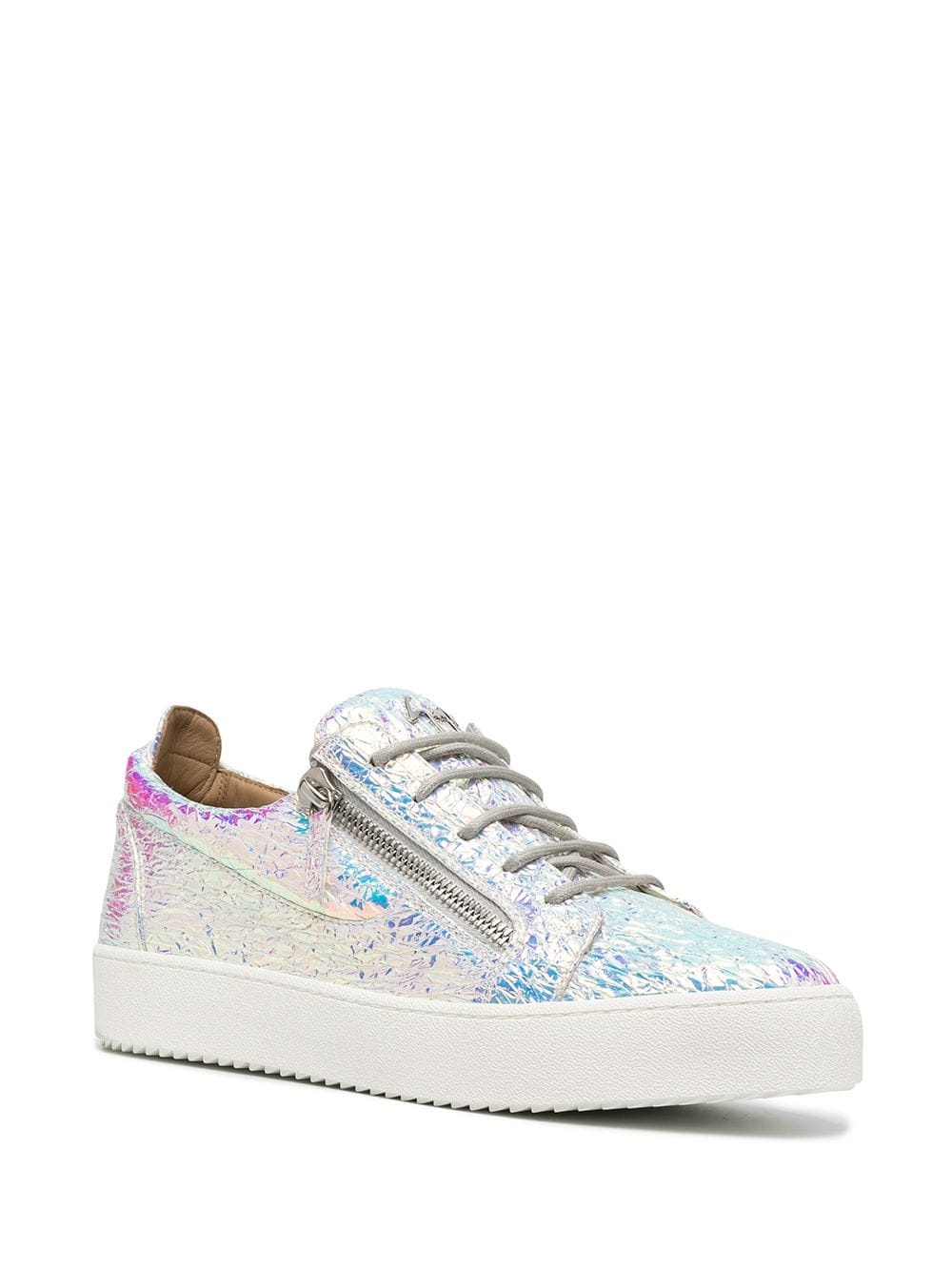 low top holographic effect sneakers - 2