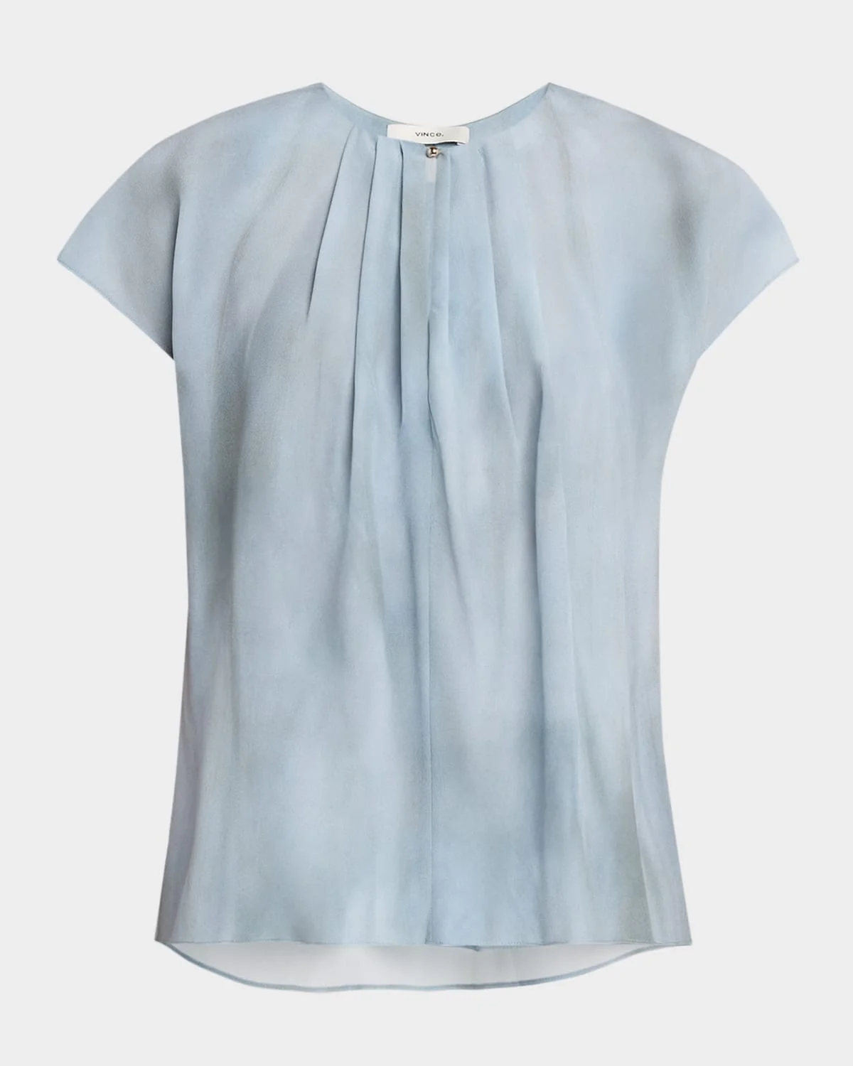 Washed Ombré Silk Cap-Sleeve Blouse - 1