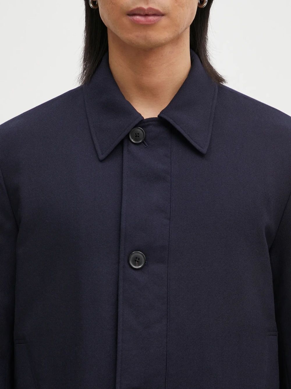 button-fastening wool shirt jacket - 4