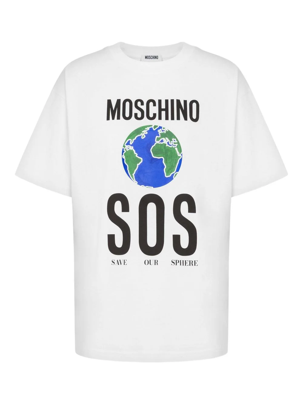 globe-print SOS T-shirt - 1