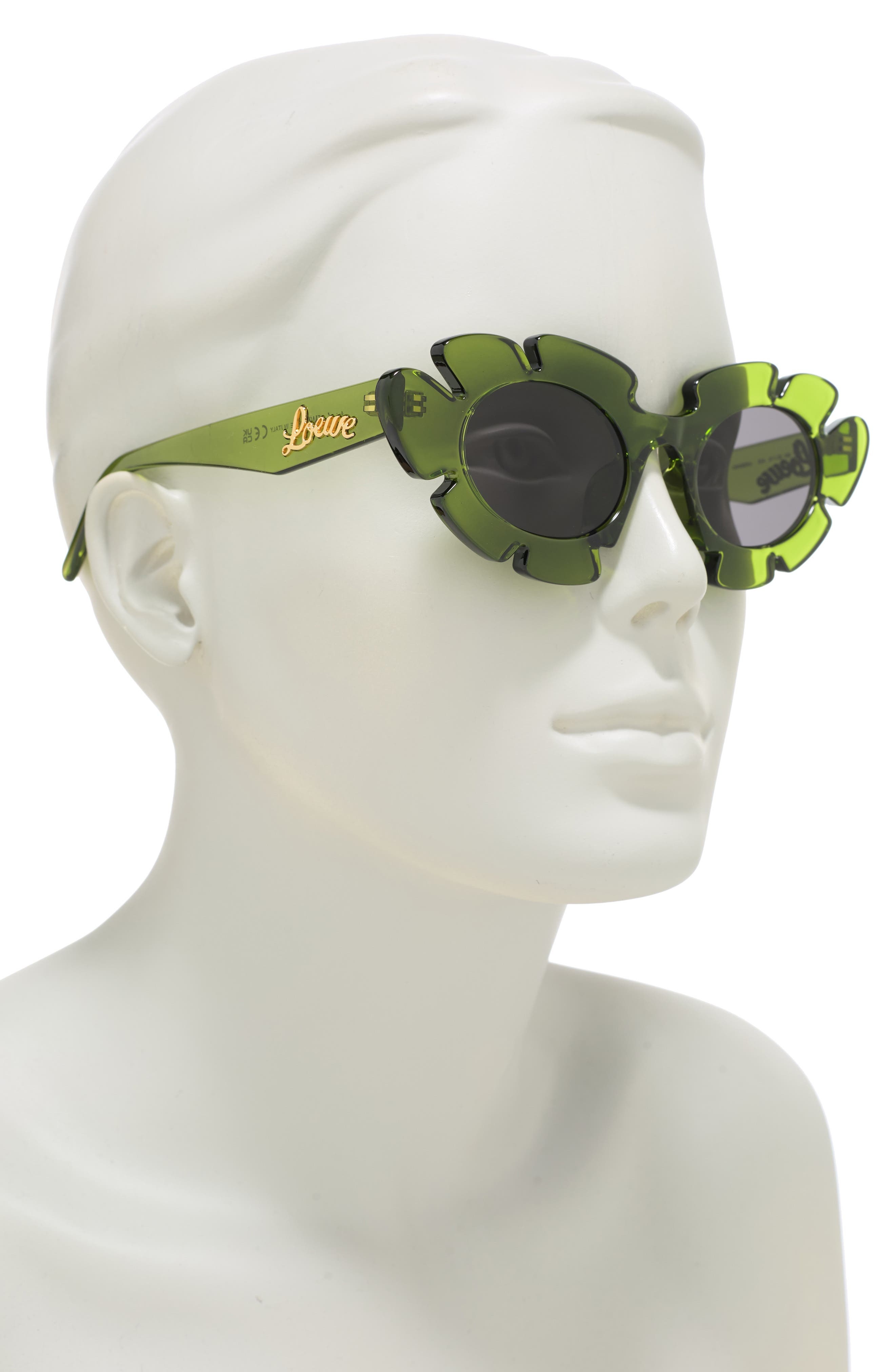 Loewe 47mm Tinted Oval Sunglasses in Shiny Light Green /Smoke at Nordstrom - 3