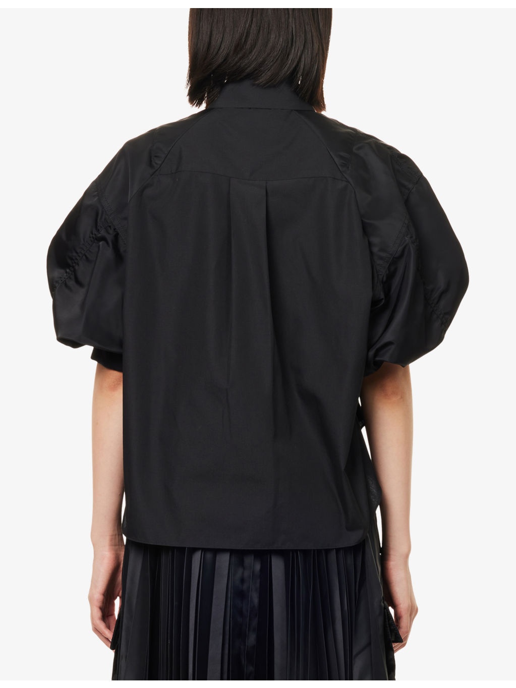 Shell-Short-Sleeves Crop Woven Shirt - 4