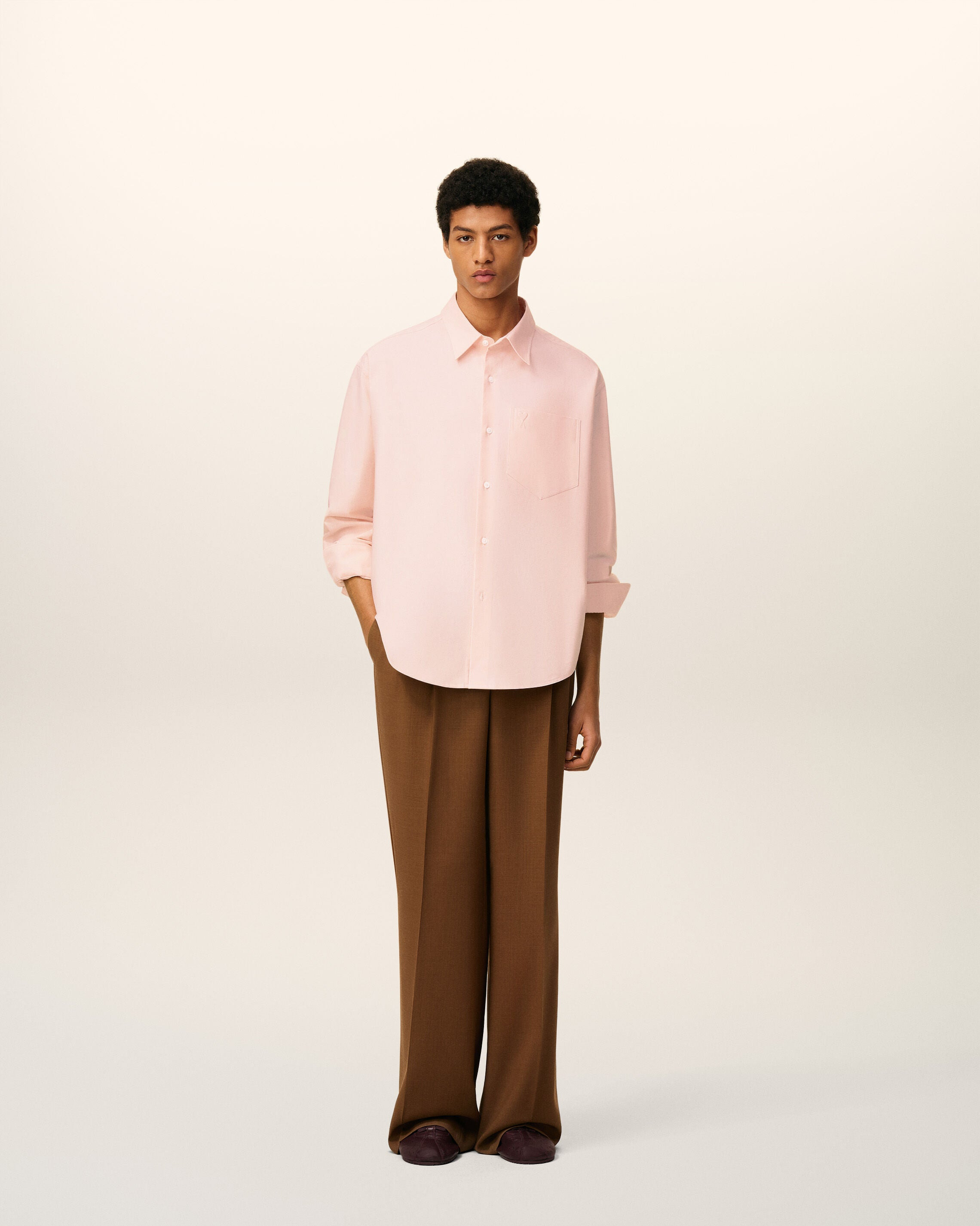 PINK COTTON EMBOSSED AMI DE COEUR BOXY SHIRT - 2