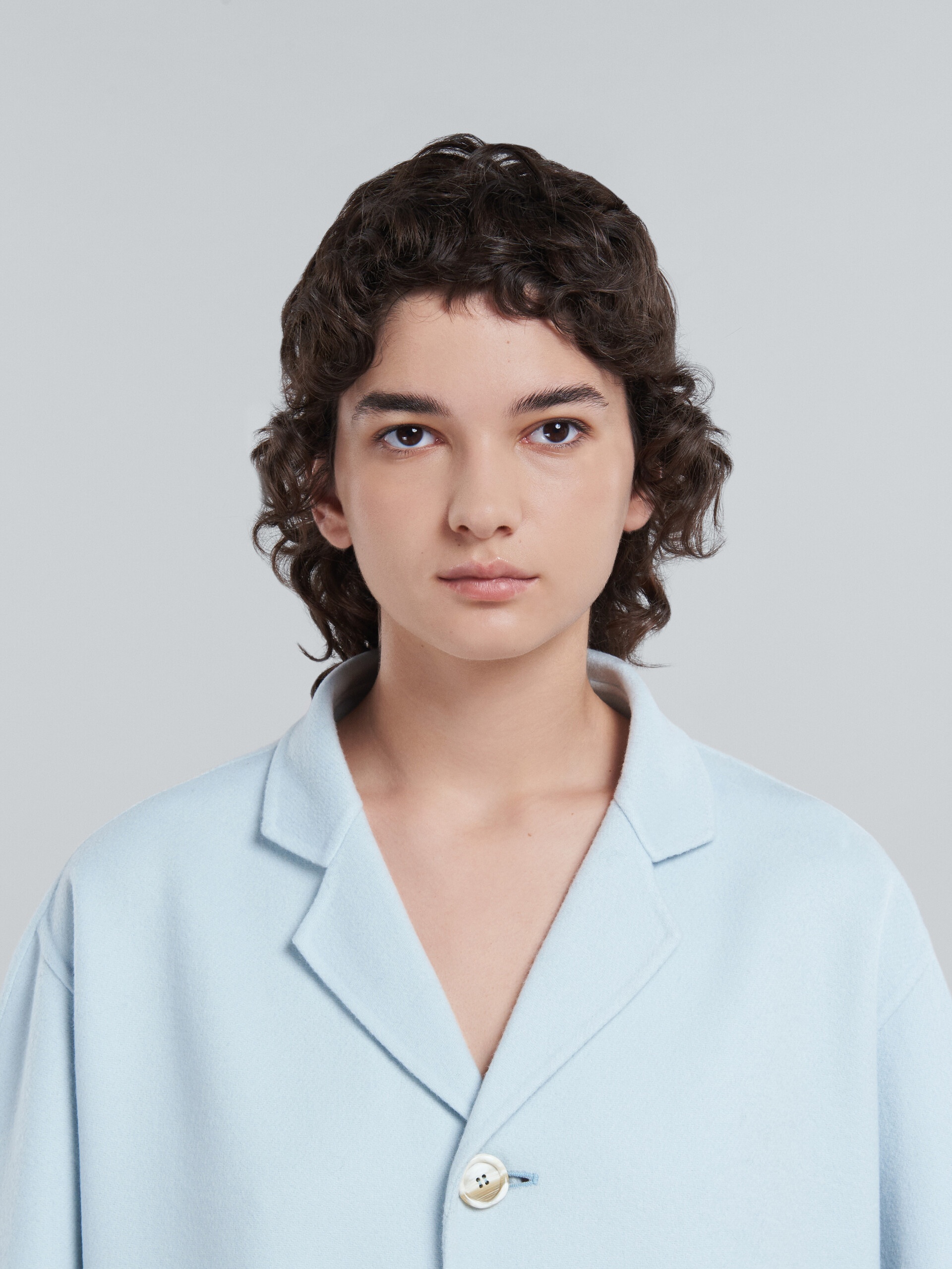 LIGHT BLUE COAT IN WOOL AND CASHMERE - 4