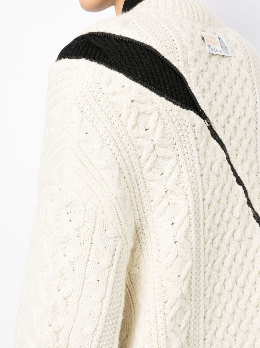 zip-detail Aran-knit cardigan - 5
