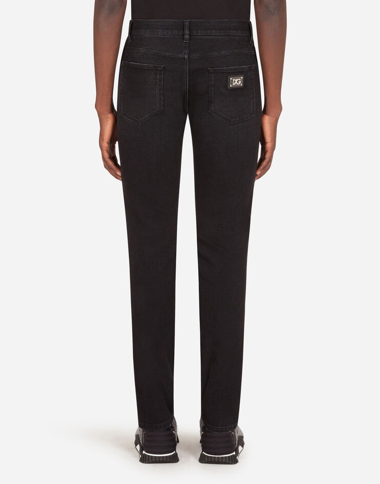 Washed black skinny stretch jeans - 2