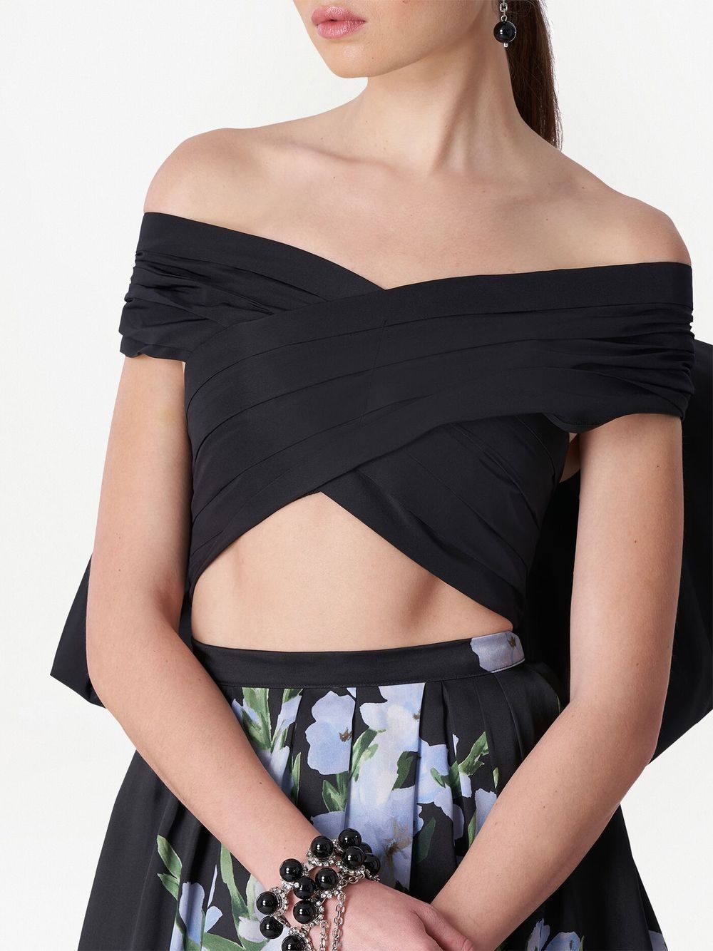 off-shoulder silk cropped top - 4