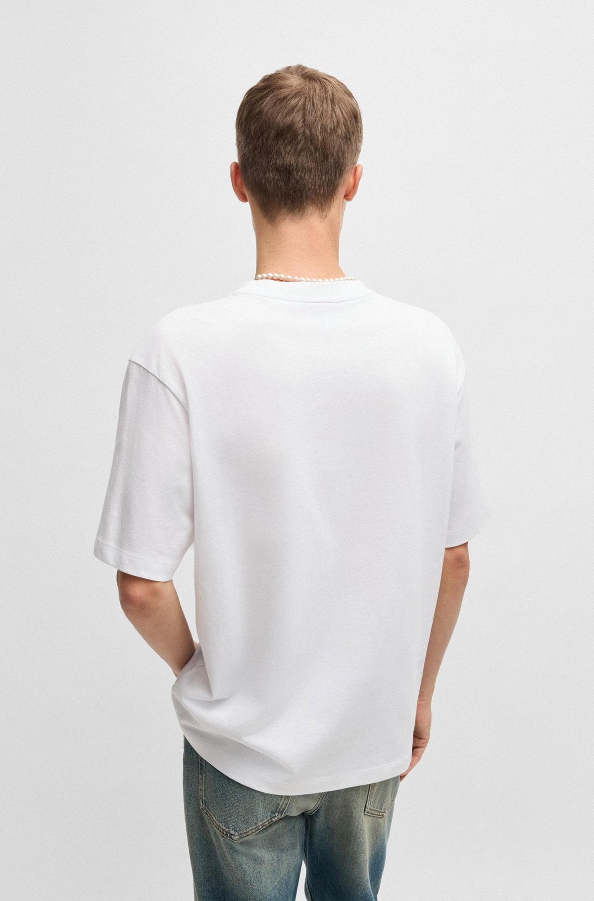 COTTON JERSEY T-SHIRT WITH CURVED LOGO - 5