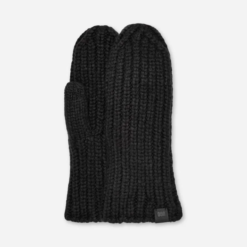 ® Women's Chunky Rib Mitten Knit in Black - 1