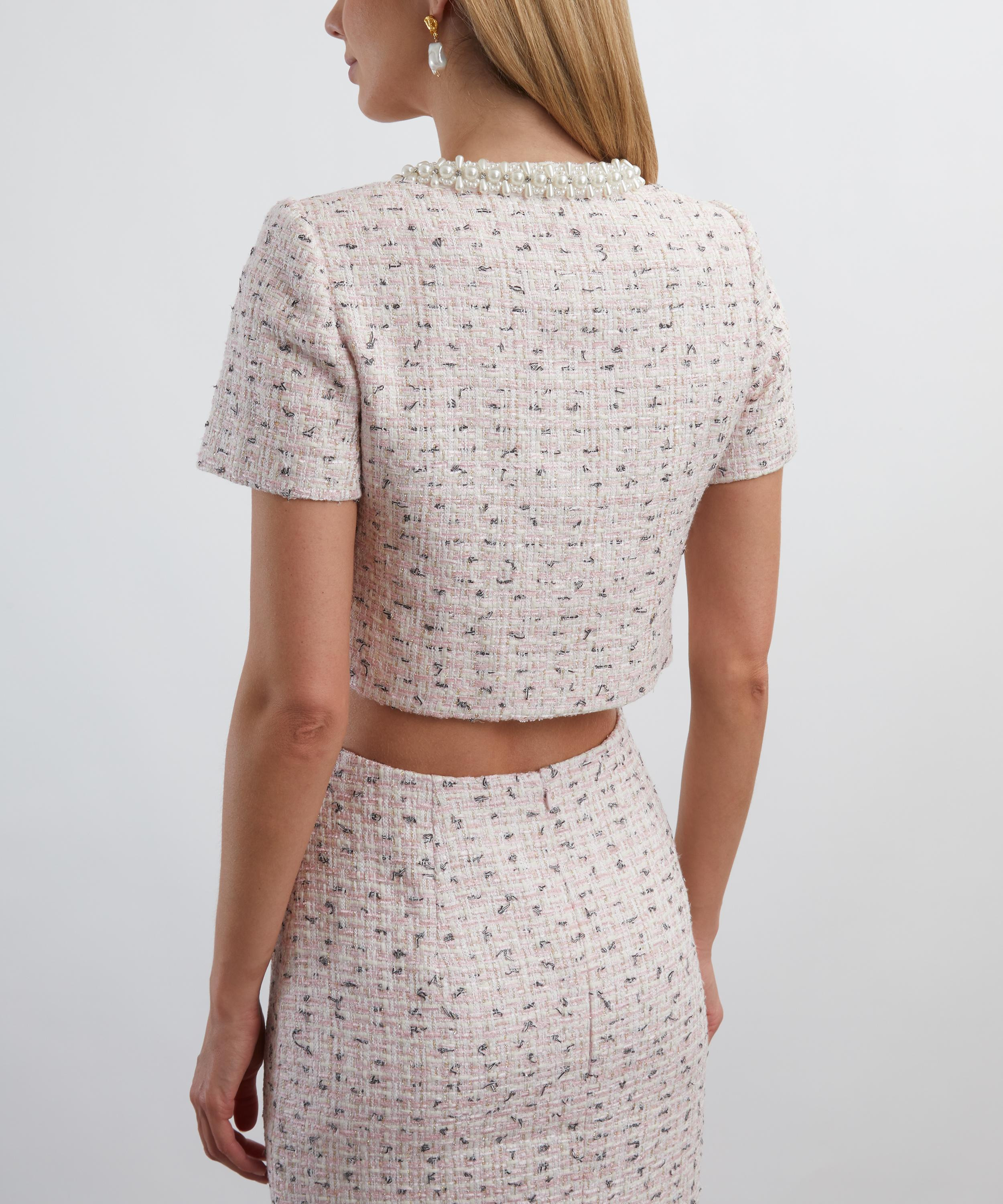 Pink Bouclé Pearl Top - 4