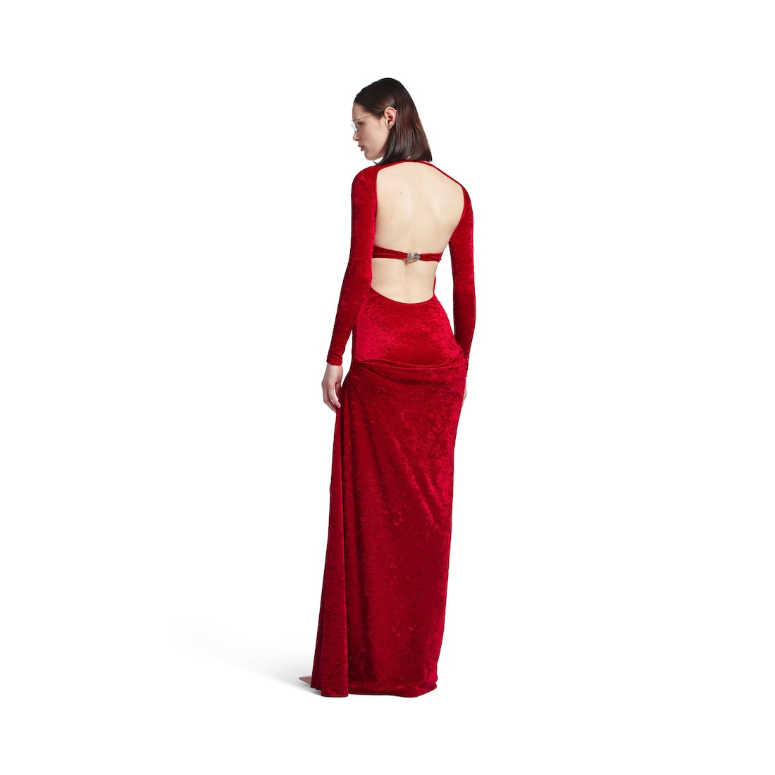 Women's Draped Maxi Dress in Garnet - 4