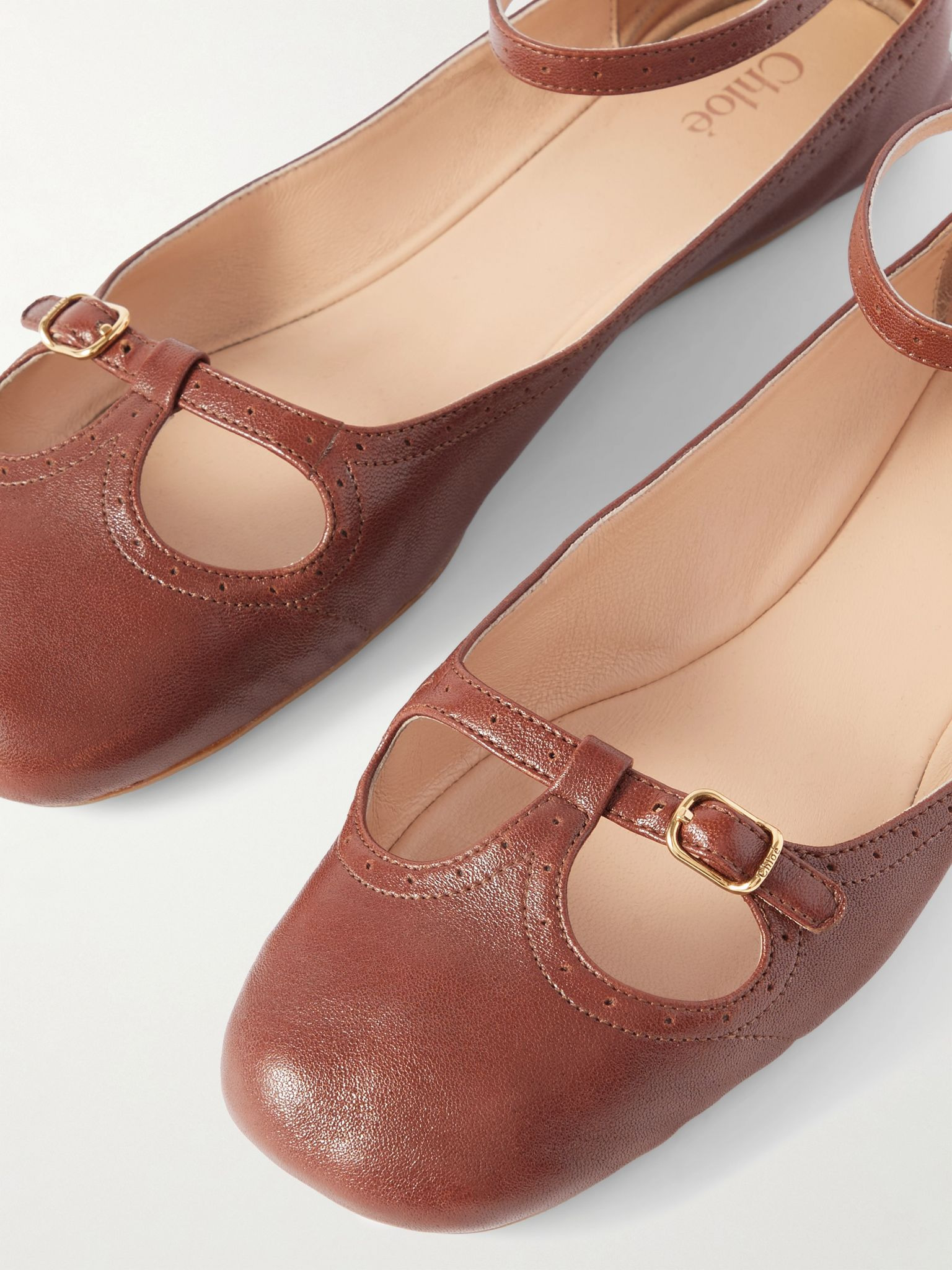 Misty laser-cut leather ballet flats Dark brown - 4