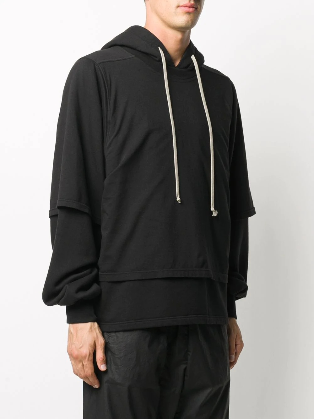 layered cotton hoodie - 3