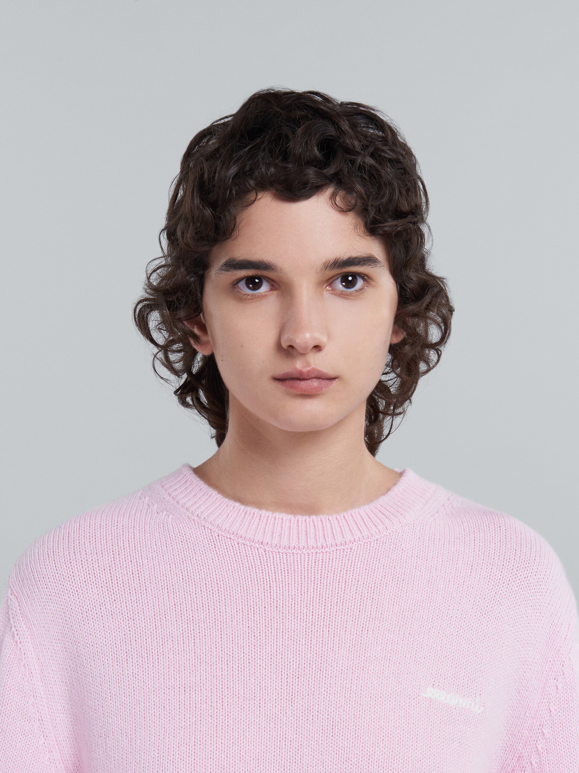 PINK WOOL SWEATER WITH LOGO - 4