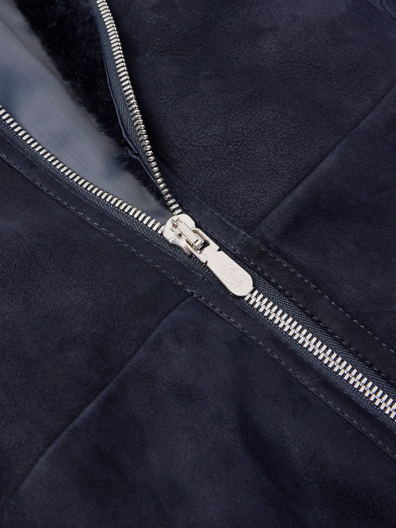 Shearling and Cable-Knit Cashmere Jacket Blue - 4