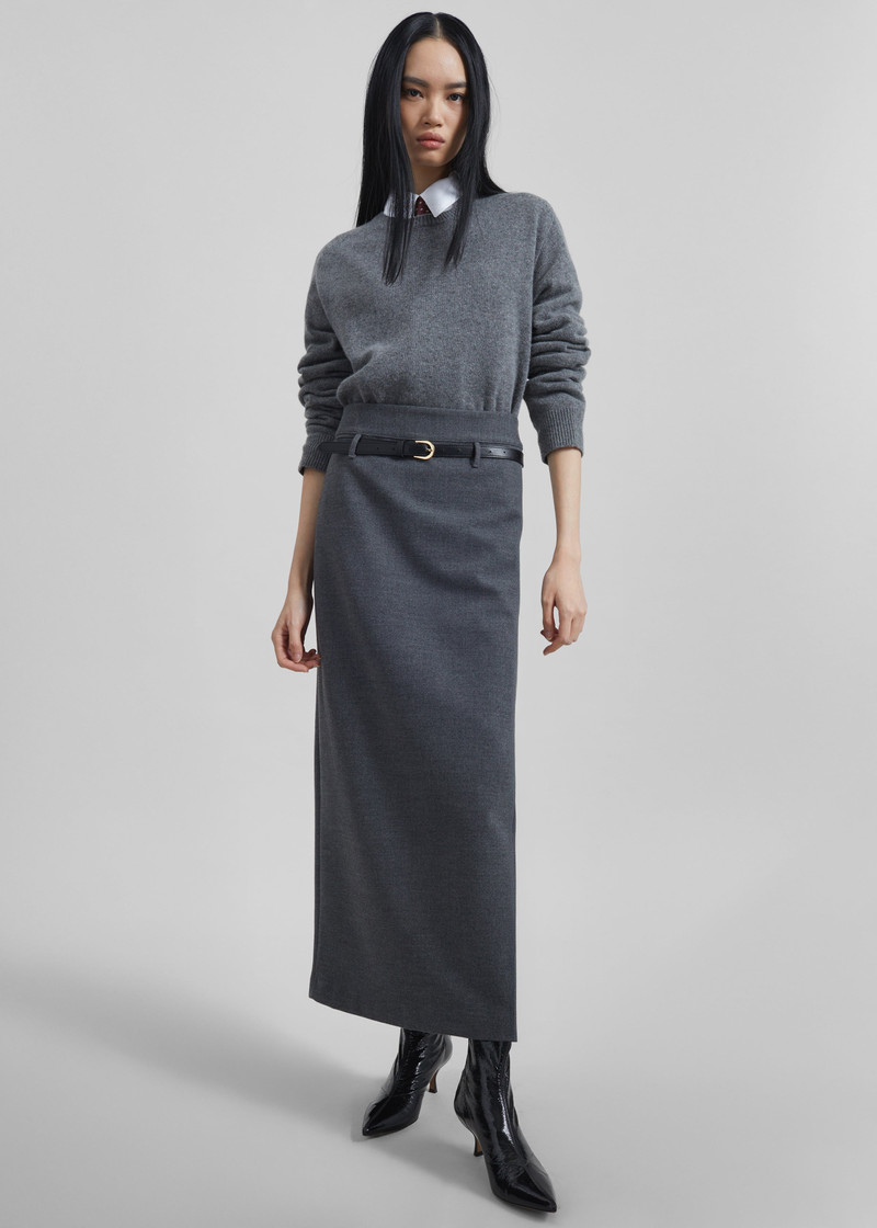 Mauvilly Belted Pencil Skirt - Grey 7